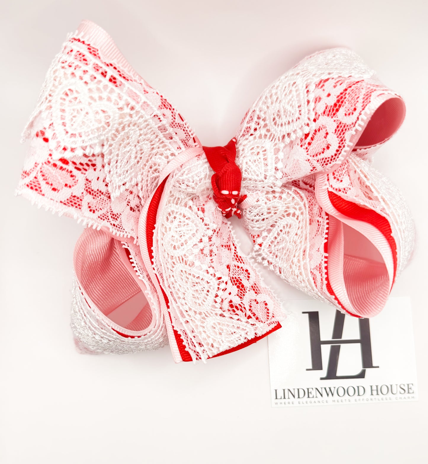 Red/Pink Lace Standard Bow
