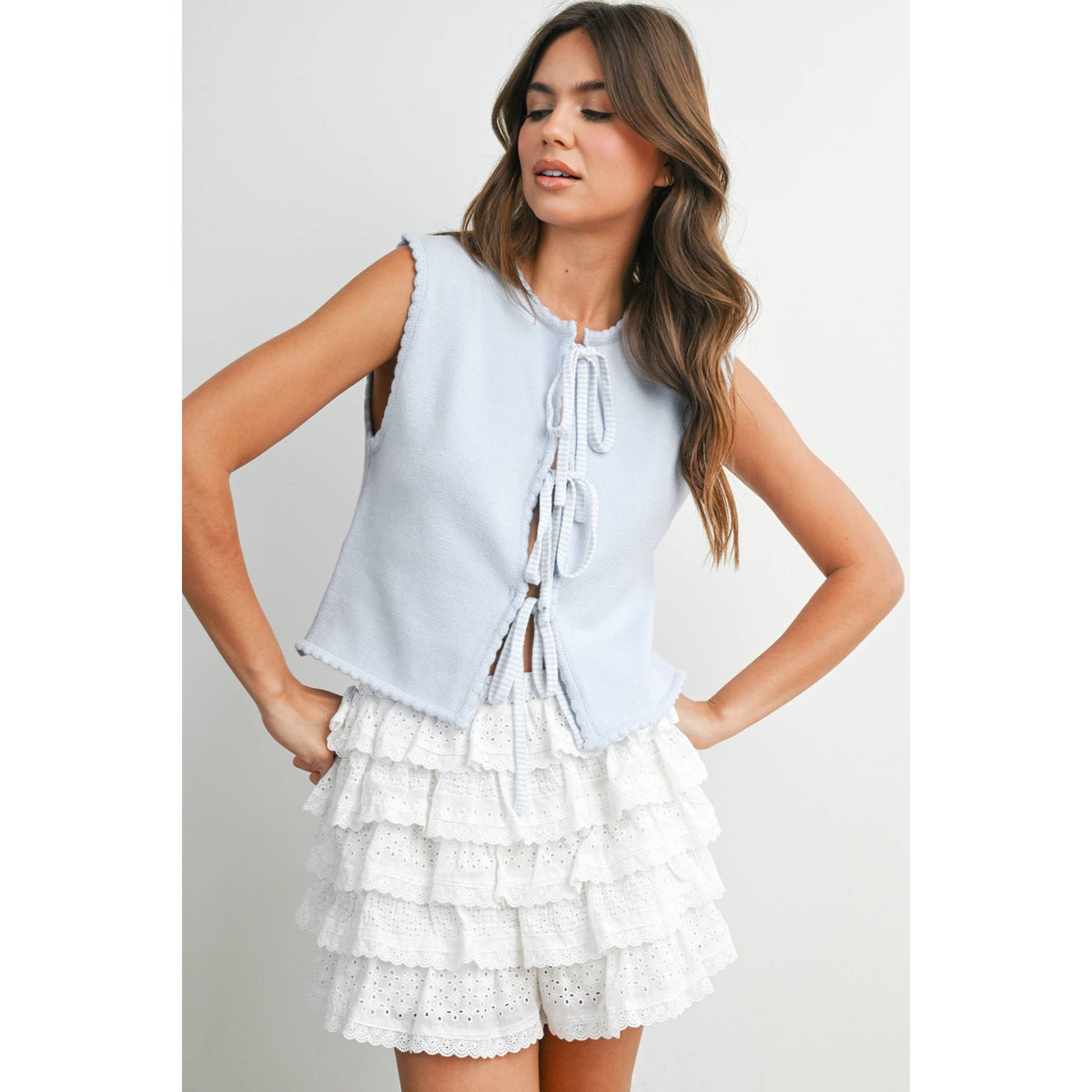 The Palmer Tie-Front Scalloped Top