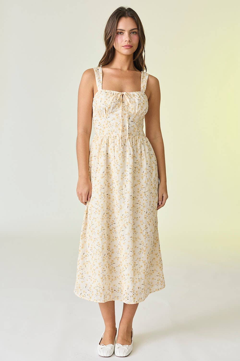 Allison Printed Eyelet Midi Dress