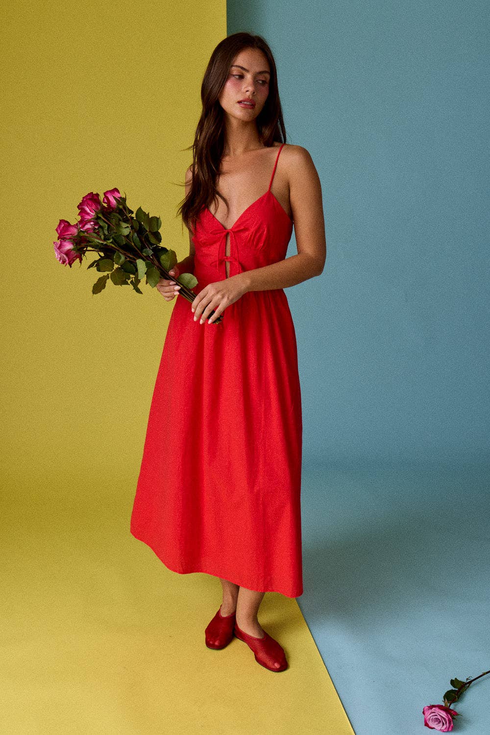 Emma Tie Front Midi Cami Dress