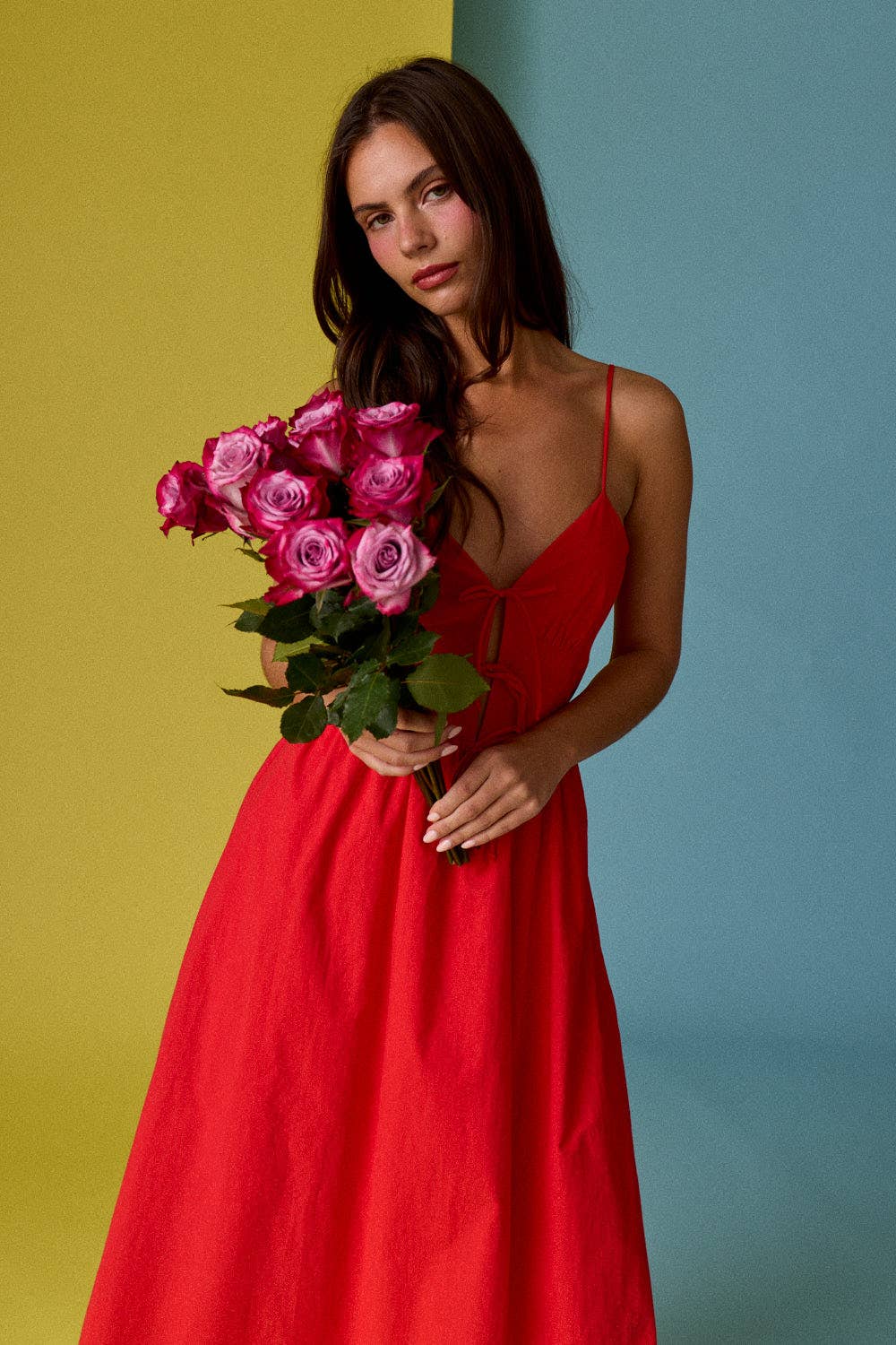 Emma Tie Front Midi Cami Dress