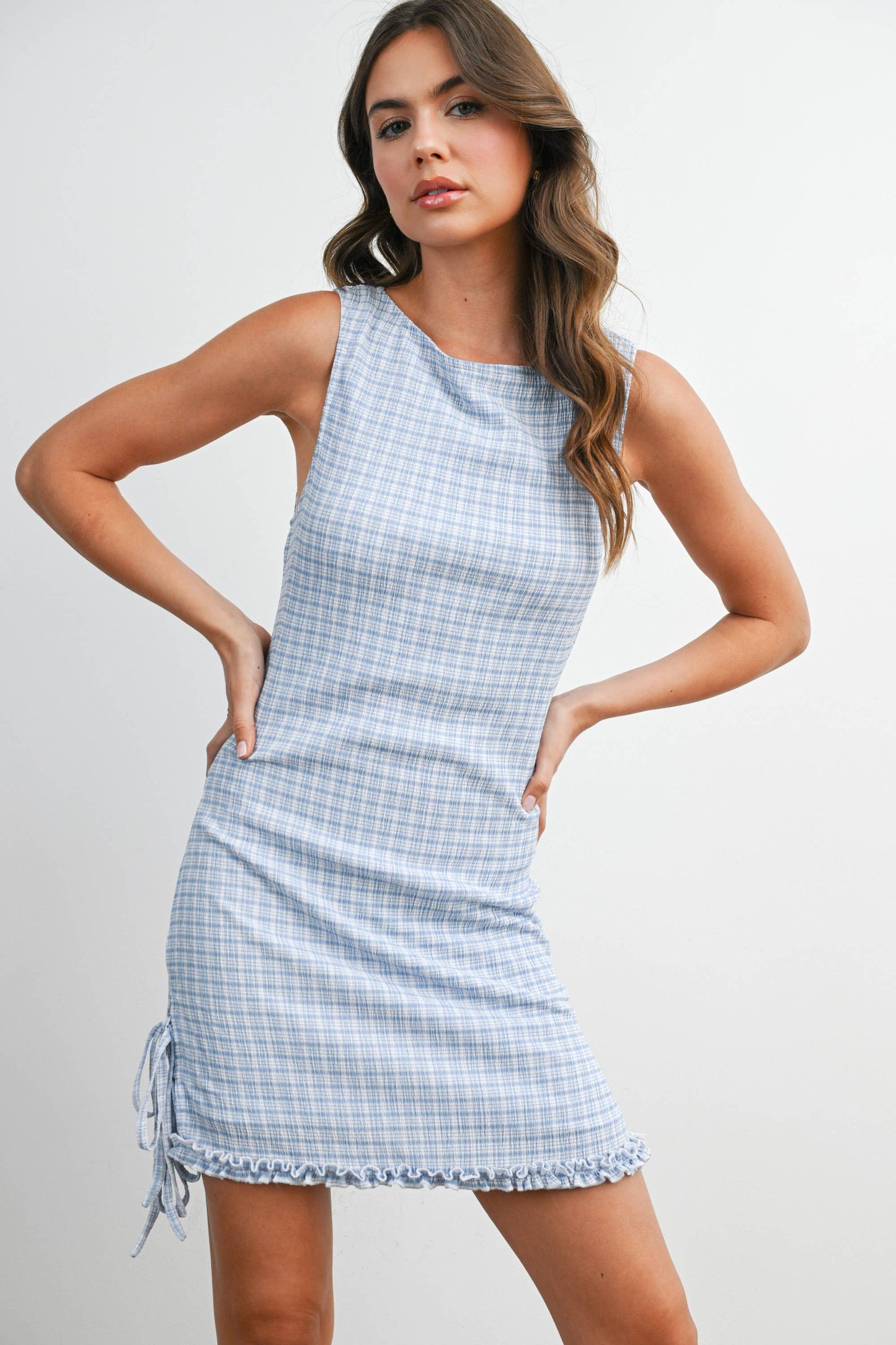 Madalynn Lattice Check Mini Dress