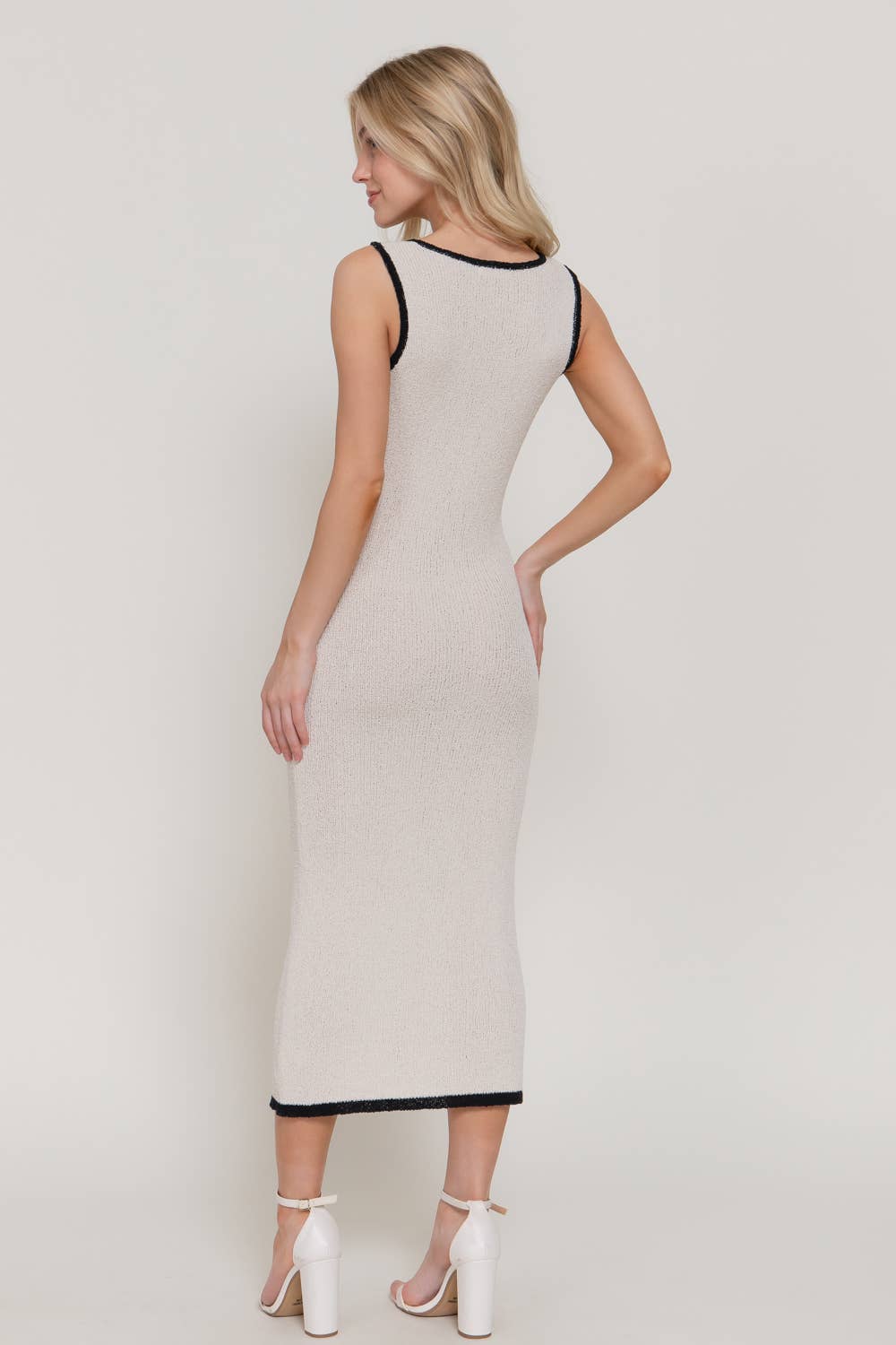 The Poppy Sleeveless V-Neck Button Down Sweater Midi Dress