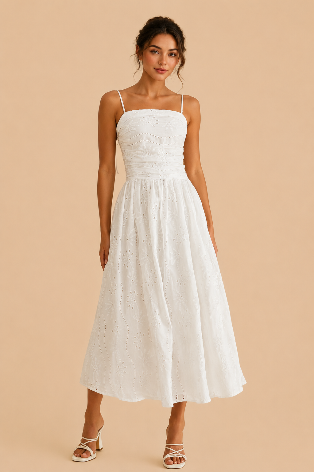 Lily Embroidery Midi Dress