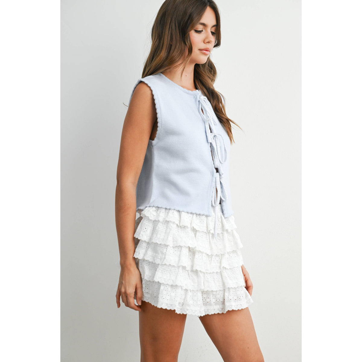 The Palmer Tie-Front Scalloped Top