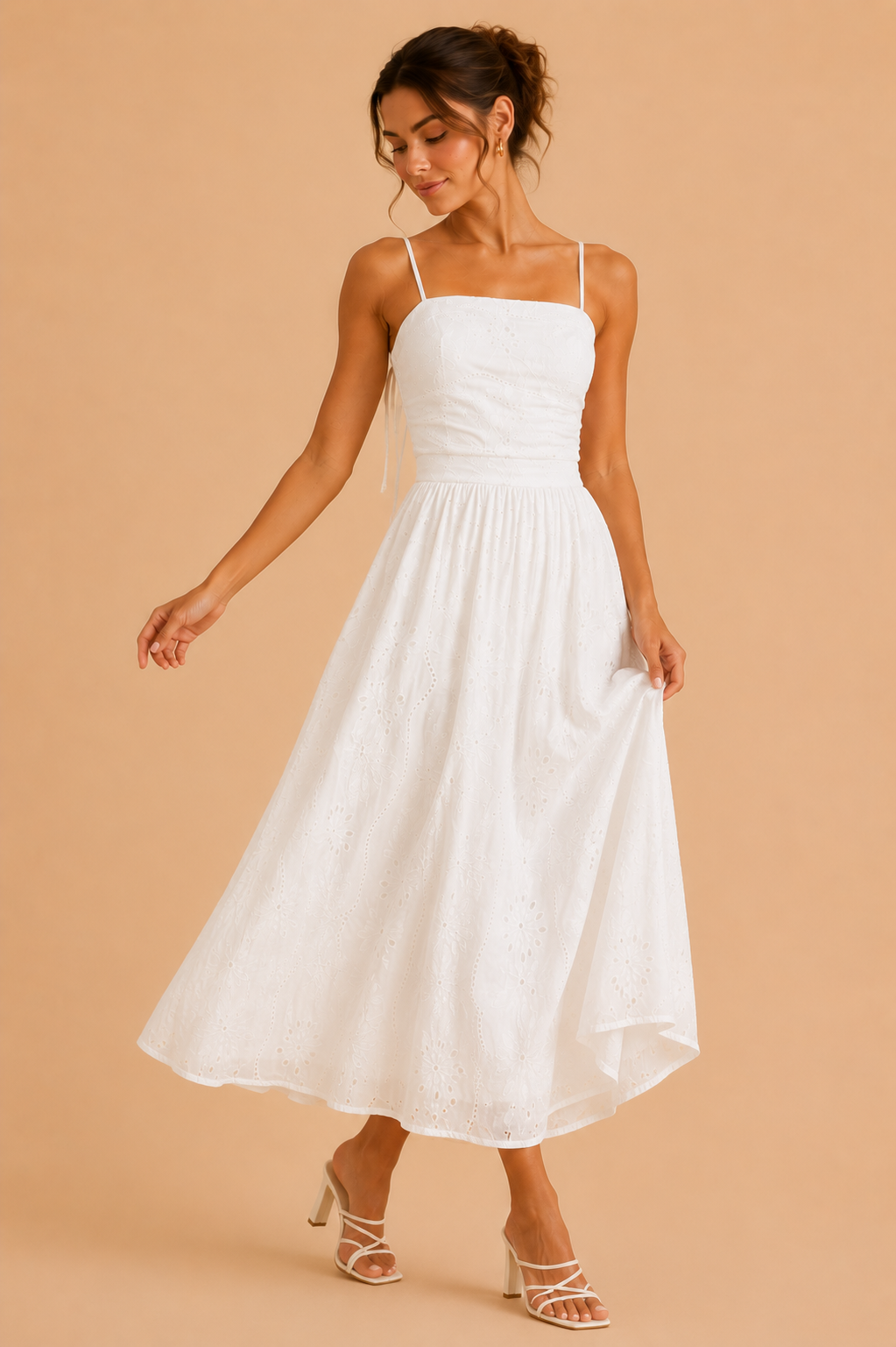 Lily Embroidery Midi Dress
