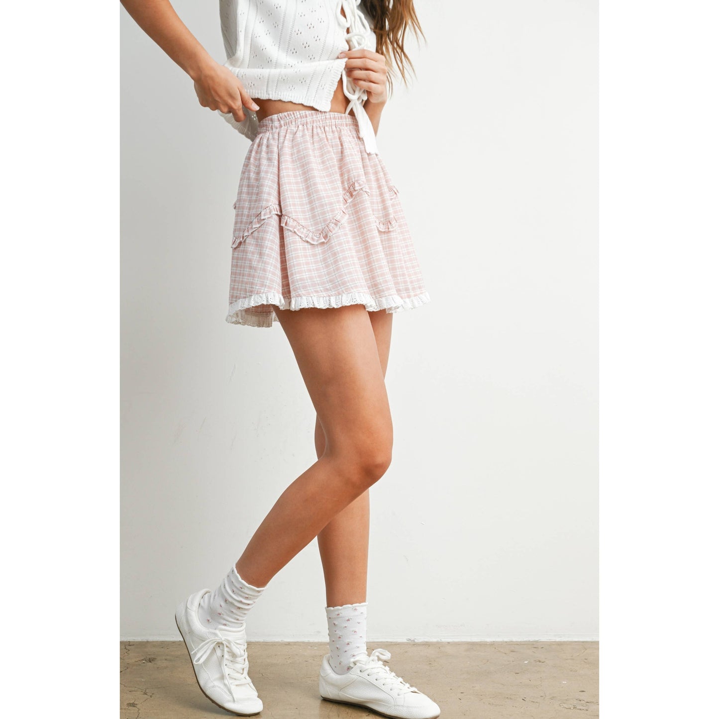 Allie Vintage Check Mini Skirt - Pink