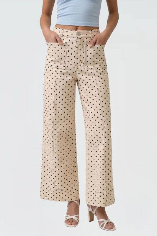 DONNA POLKA DOT WIDE-LEG PANTS