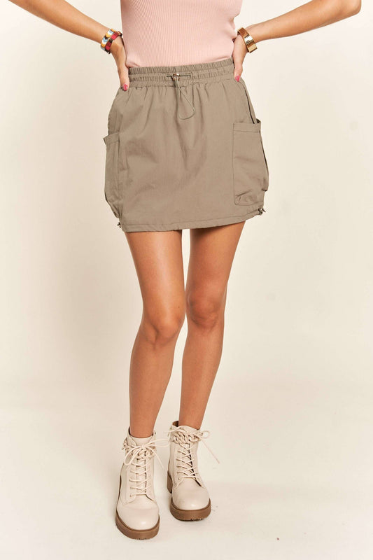 The Crystal Drawstring Skort - Olive