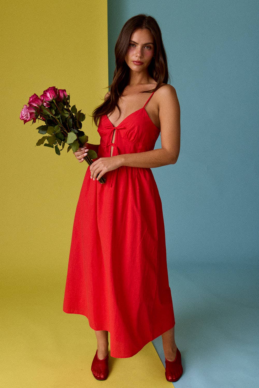 Emma Tie Front Midi Cami Dress