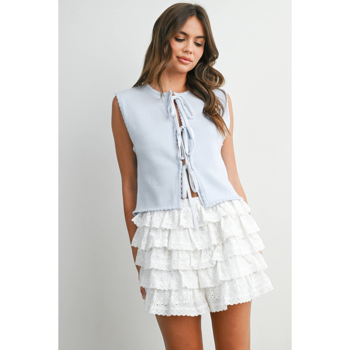 The Palmer Tie-Front Scalloped Top