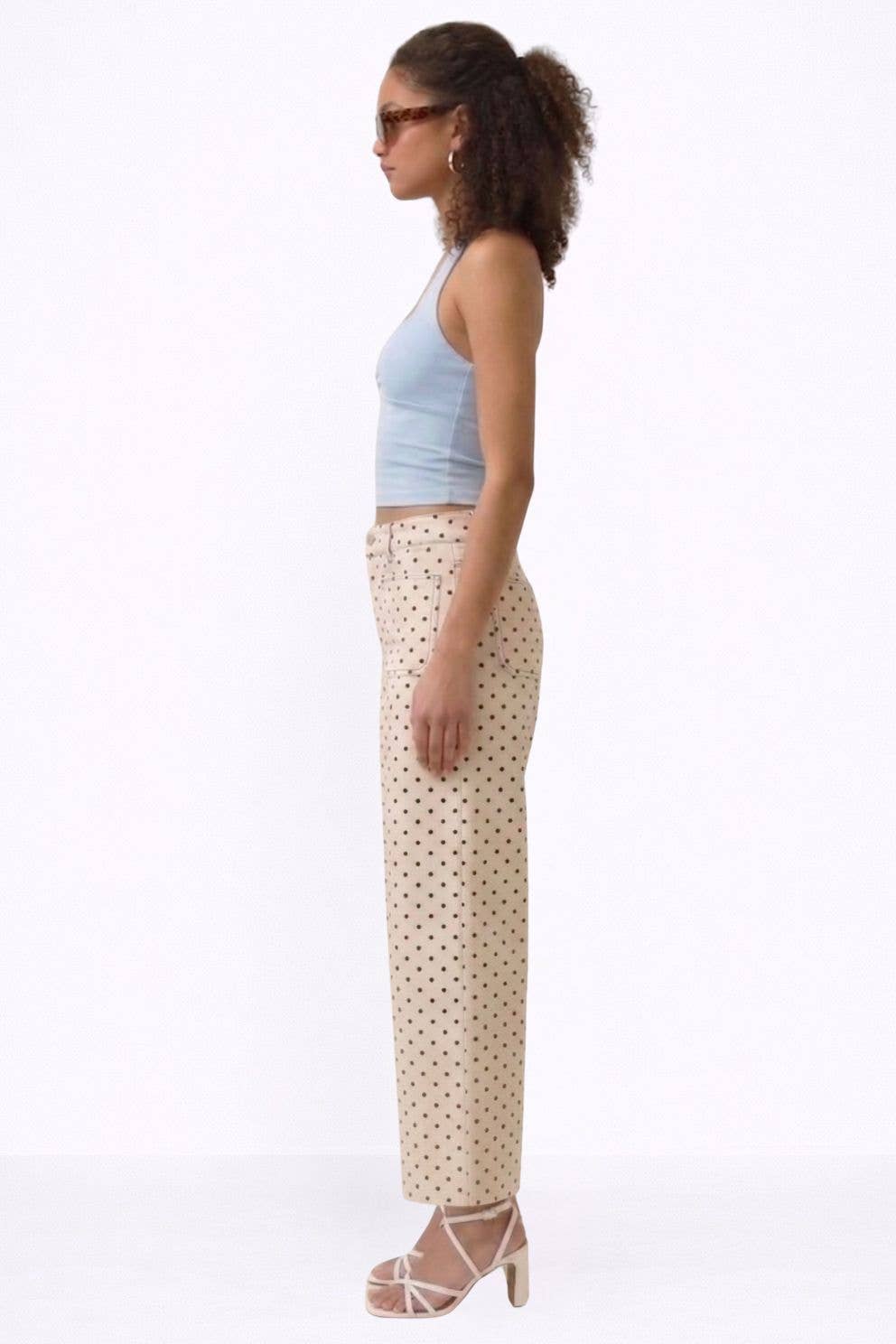 DONNA POLKA DOT WIDE-LEG PANTS