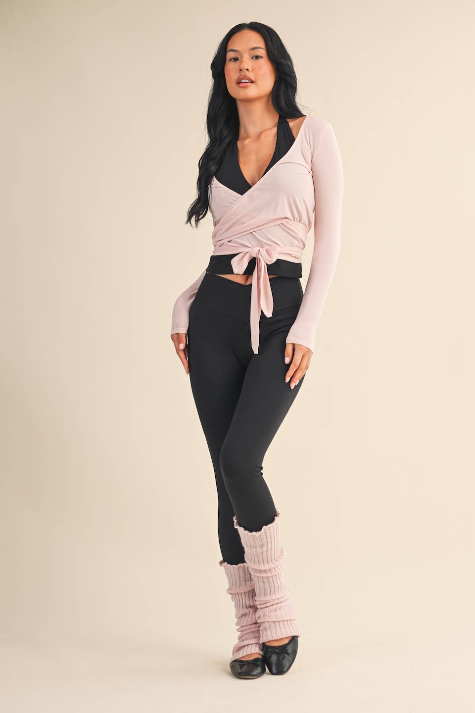 Long Sleeve V Neck Wrap Top