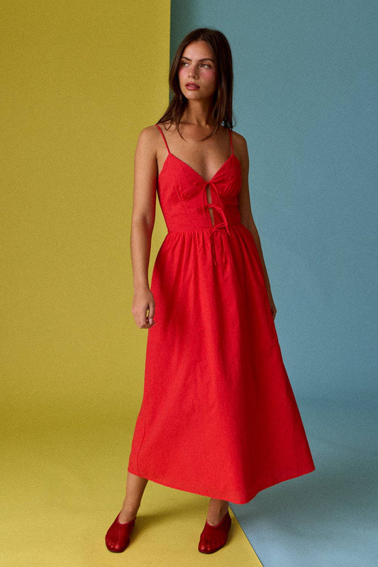 Emma Tie Front Midi Cami Dress