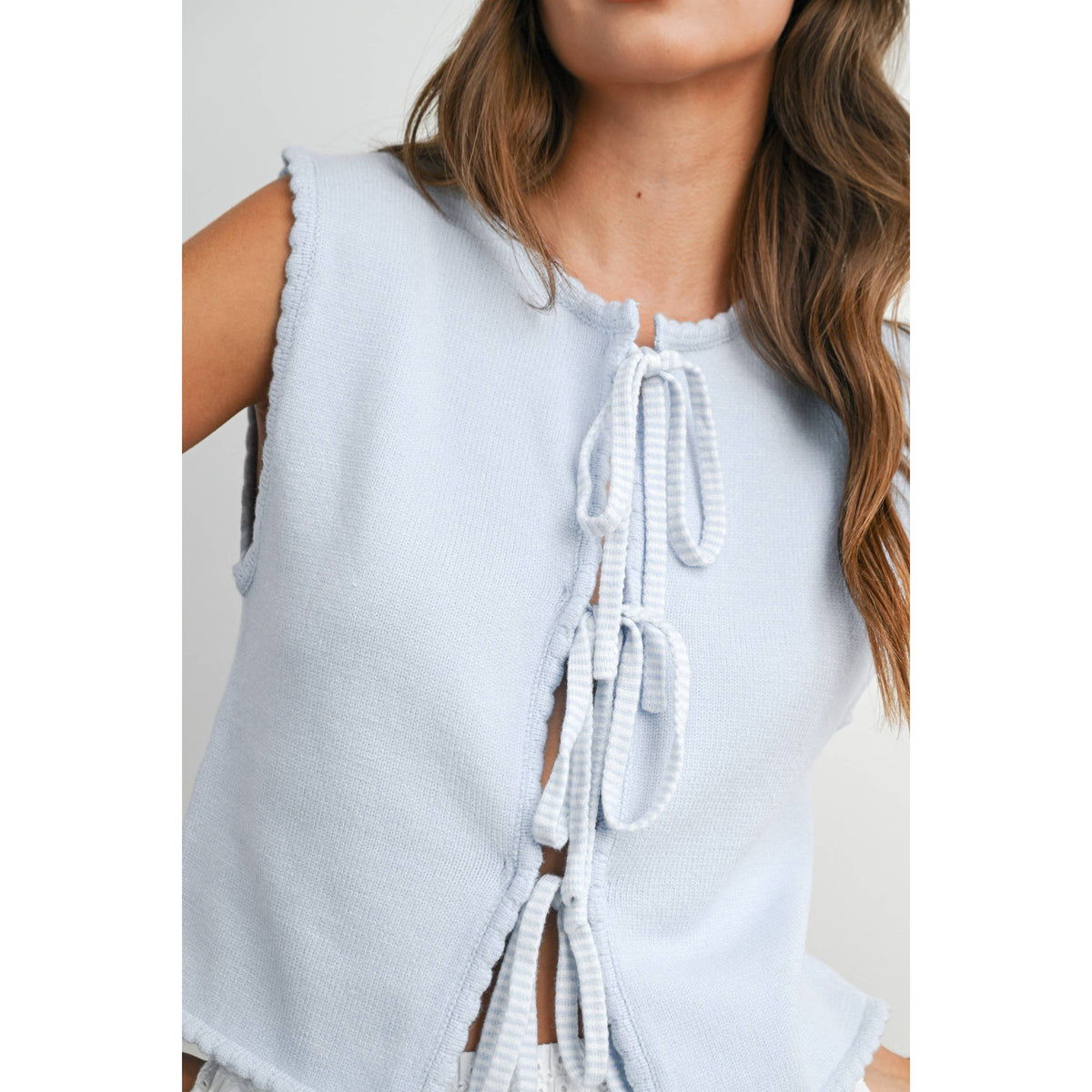 The Palmer Tie-Front Scalloped Top