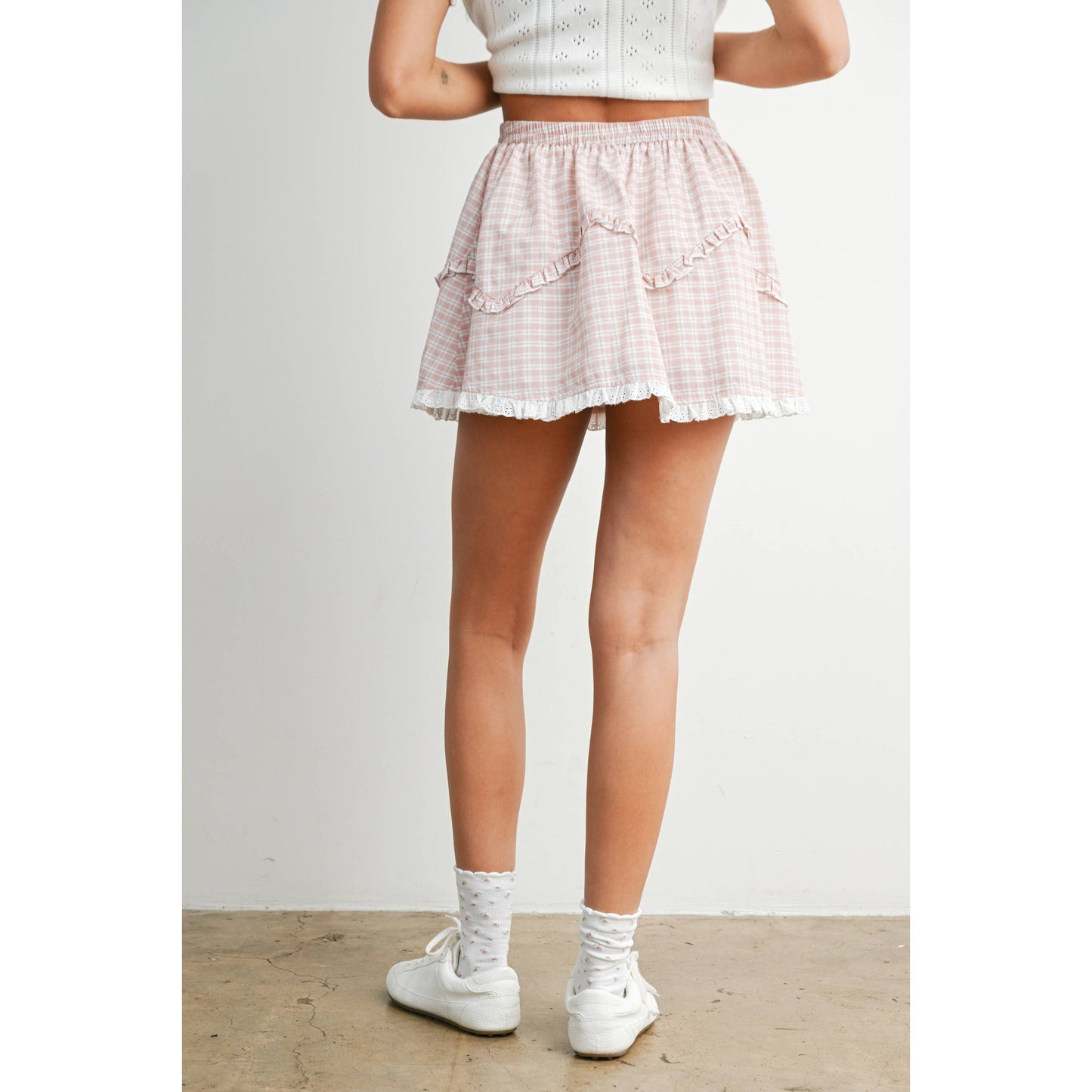 Allie Vintage Check Mini Skirt - Pink