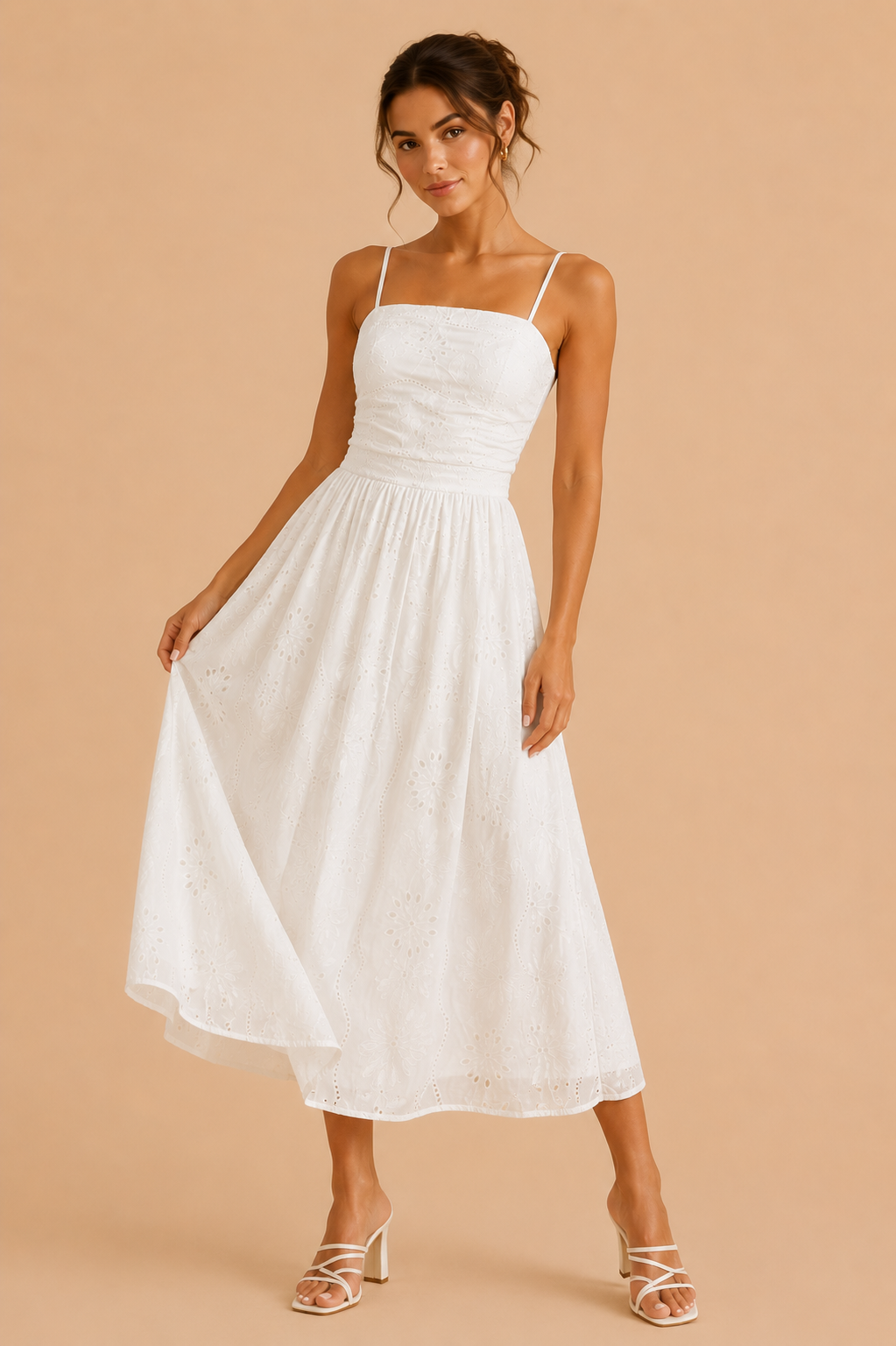 Lily Embroidery Midi Dress