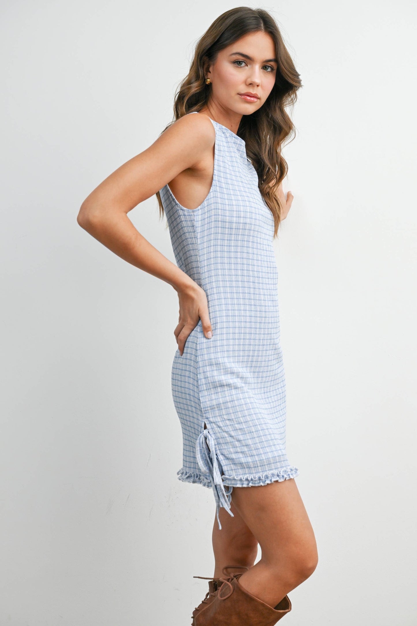 Madalynn Lattice Check Mini Dress
