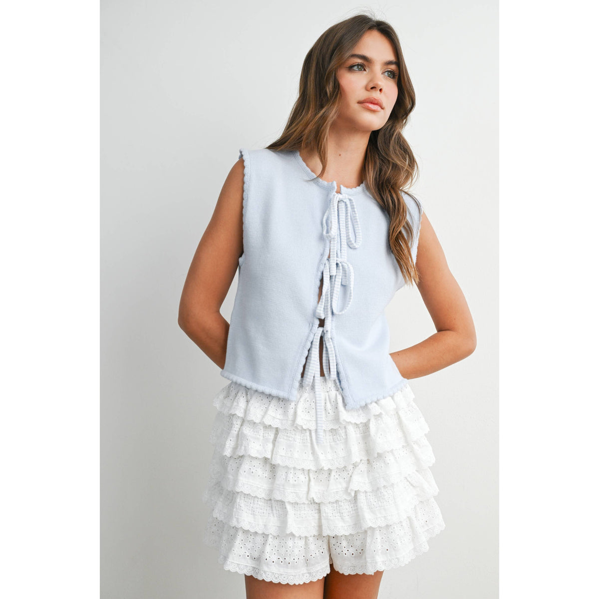 The Palmer Tie-Front Scalloped Top