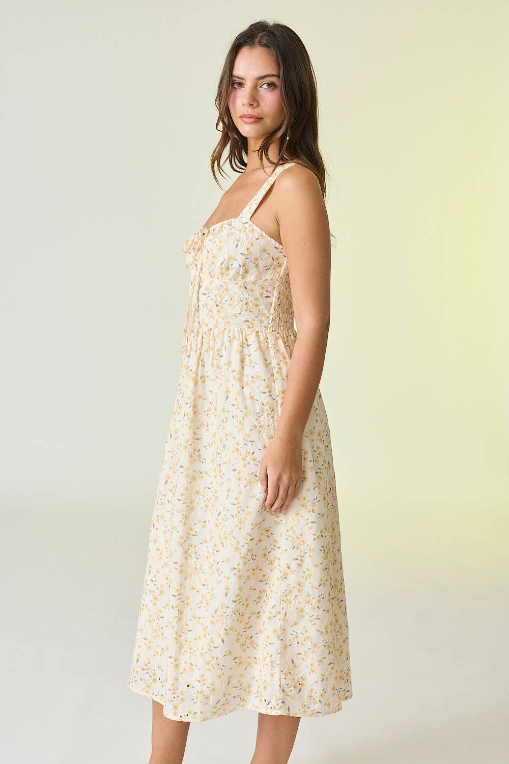 Allison Printed Eyelet Midi Dress