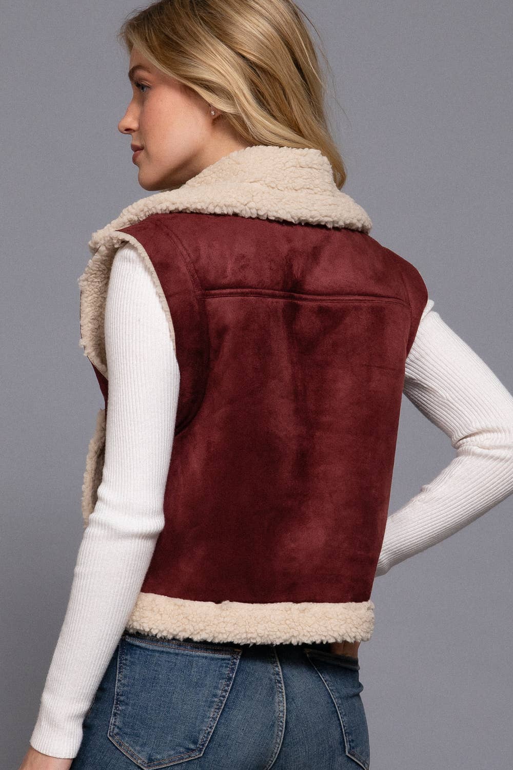 The Delaney Faux Suede Zip Up Vest