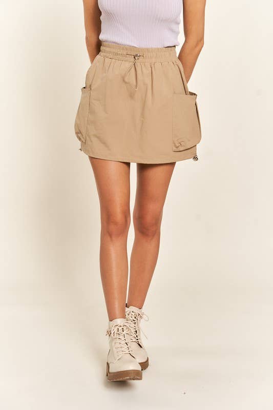 The Crystal Drawstring Skort - Khaki