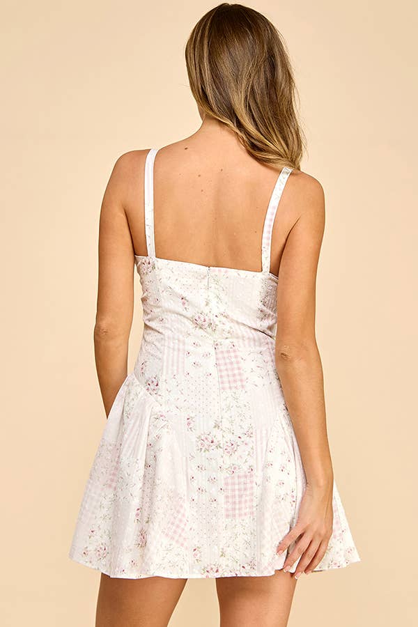 Hailey Rosalie Pink Patchwork Corset Mini Dress